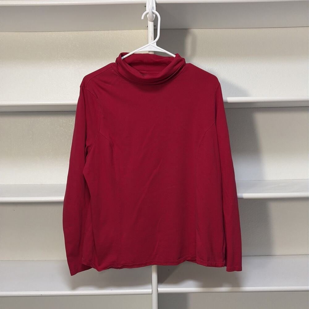 Coldwater Creek Womens Sz XL 18 Red Turtle Neck 100% Supima Cotton Base Layer